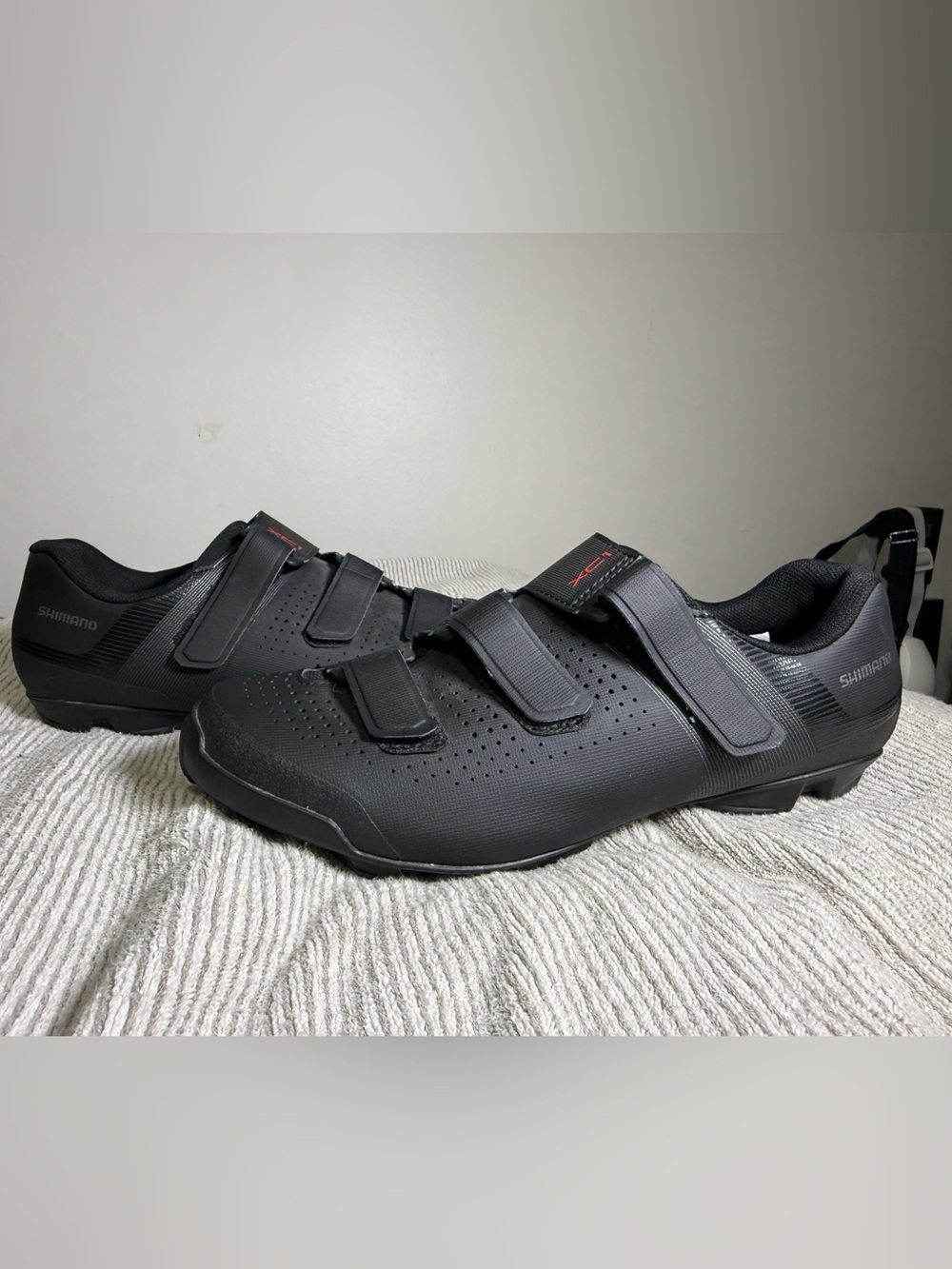 Shimano Men’s Black Cycling Shoes with Triple Hook-and-Loop Straps